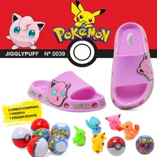 Kit Chinelo Infantil Slide Nuvem Pokemon Pokebola Lançamento