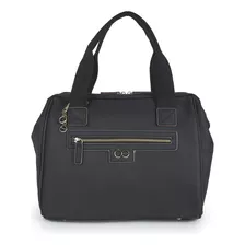 Bolsa Bowling Para Mujer Cloe Diseño Textil Atemporal Color Negro