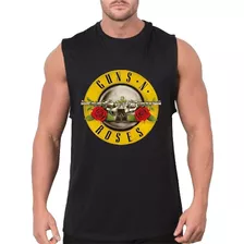 Regata Masculina Algodão Camiseta Guns Roses Rock Roll Lenda