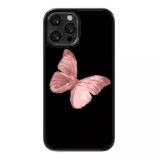 Funda Para Celular Mariposa Color Rosa Fondo Negro