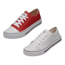 Kit 2 Pares Tenis Feminino Comfort Leve Old School Classico