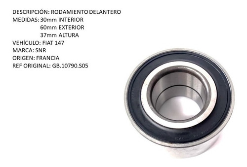 Rodamiento Delantero Fiat 147 30x60x37 Foto 4