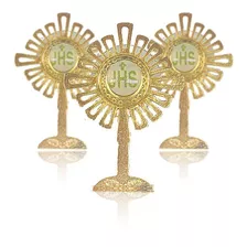 Kit 12un Mini Broche Ostensório Jhs Pequeno Atacado 2cm Cor Dourado