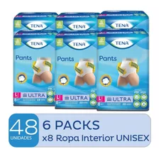 Ropa Interior Tena Pants Ultra Talle Large X8 Un. X6 Paquete