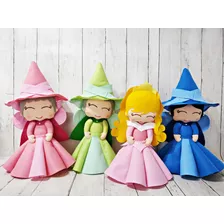 Kit Princesa Aurora Em Feltro 4 Personagens