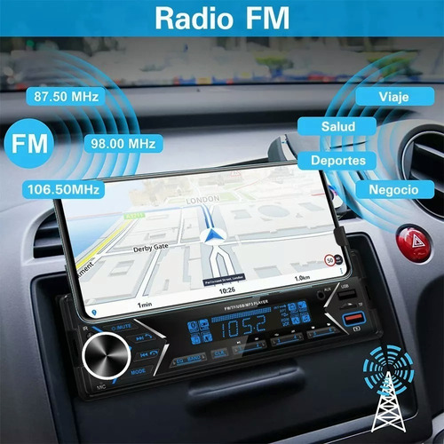 Auto Estreo Reproductor Mp3 Radio Bluetooth Y Soporte Mvil Foto 3