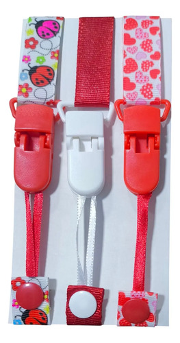 Kit Com 3 Prendedores De Chupeta Regulável Menino Menina