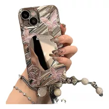 Para iPhone 15 Funda Espejo Mariposa