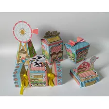 Kit Personalizados Festa Fazendinha Piramide Milk Bala3d 30p