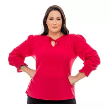 Blusa Bata Vermelha Off Preta Plus Size Social M Longa 228