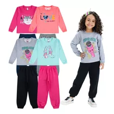 Combo 4 Roupa Infantil Menina Feminino Inverno Moletom