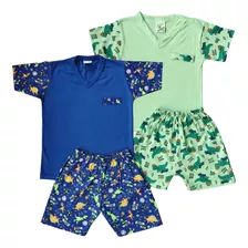 Kit 2 Pijama Camiseta Short Calor Masculin Infantil 201167-2