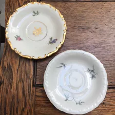 Dos Platos De Café Porcelana Alemana Bavaria Flores Y Oro