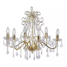 Lustre Pendente Dourado 6 Braços Aruanã