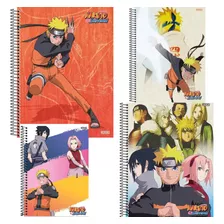 2x Caderno Capa Dura Naruto Animes - 10 Matérias 160 Folhas