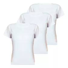 Kit 3pçs Blusa Lisa Baby Look Feminina Básica