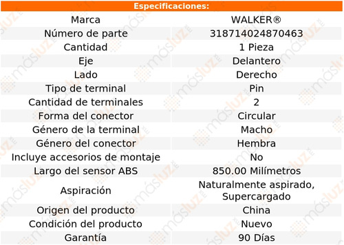 1- Sensor Abs Delantero F-150 Heritage V8 5.4l 04 Walker Foto 5