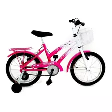 Bicicleta De Passeio Infantil Wrp Cindy Baby Aro 16 Freios V-brakes E Cantilever Cor Pink/branco Com Rodas De Treinamento