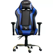 Silla De Escritorio Xzeal Xz10 Gamer Ergonómica Negra Y Azul