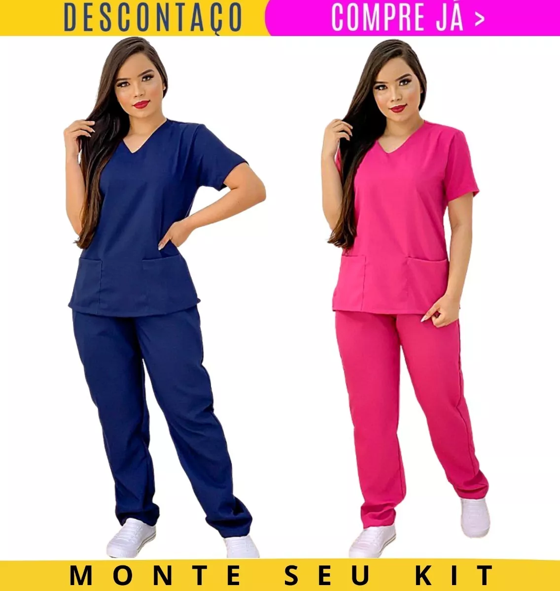 Pijama Cirúrgico Kit 2 Conjuntos Hospitalar Feminino Oxford