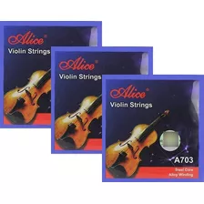 3 Pack X Juego Cuerdas Para Violin Alice A703