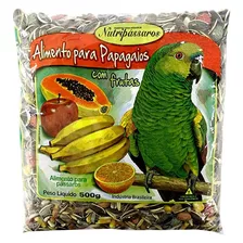 Ração Alimento Para Papagaios C/ Frutas 500g Nutripássaros