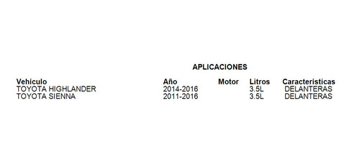 Balatas Delanteras Toyota Sienna 2015 3.5l Brembo Foto 3