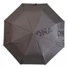 Paraguas Antivientos Botón Automático Impermeable Reforzado Color Gris 330006 Diseño De La Tela Liso