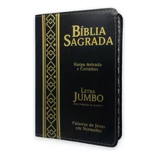 Bíblia Sagrada Letra Jumbo Harpa Avivada Corinhos Preta +índ