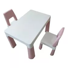 Conjunto Mesa Infantil Com 2 Cadeiras P/ Refeição Estudos Rs Cor Rosa