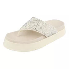 Sandalia Flatform Feminina Confortavel De Dedo Brilho Strass