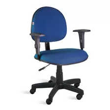 Cadeira Executiva Giratória Braços Tecido Azul Com Preto