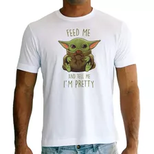 Camiseta Branca Personalizada Presente Baby Yoda Feed Me