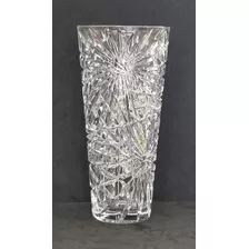 Vaso Em Cristal Trabalhado. Altura 25,5 Cm