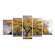 Kit Quadros Mosaico Decorativo Sala Arvore Da Vida Amarela Cor Amarelo