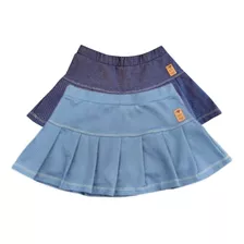 Sia Shorts Infantil Jeans Fake Azul Menina 01-10 Anos Pregas