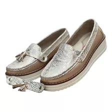 Mocasin Cuero Mujer, Mocasin Doble Uso Con Broche, Moda