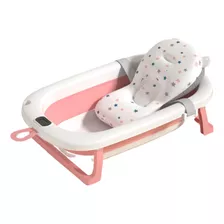 Bañito Plegable Con Termometro + Colchon Baby Splash Bebe Color Rosa