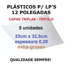 5 Plásticos 0,20 Grossos P/ Lp Trifold Vinil Capas Triplas