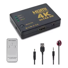 Hub Switch 3 Em 1 Adaptador Portas Hdmi 1.4b Suporta 4k Uhd