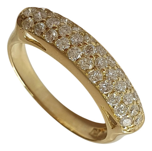 Anel Galeria Com Diamantes 0,68ct Em Ouro 18k 750 Amarelo 14