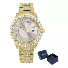 Relógios De Moda Missfox Com Formato De Calendário E Pulseira De Diamantes, Cor Dourado/branco