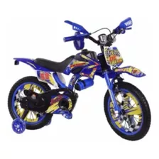 Bicimoto Aro 12 Tipo Motocross Con Rueda De Apoyo Y Sonido Color Azul