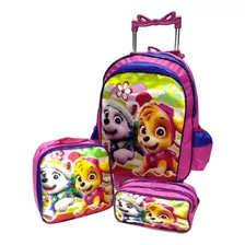 Mochila Escolar Infantil Rodinhas Patrulha Canina Masculina