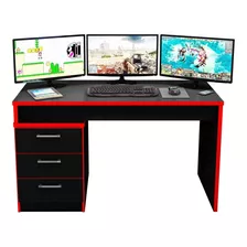 Mesa Gamer Para Computador Desk X5 Preto / Vermelho Larbelle Cor Preto/vermelho