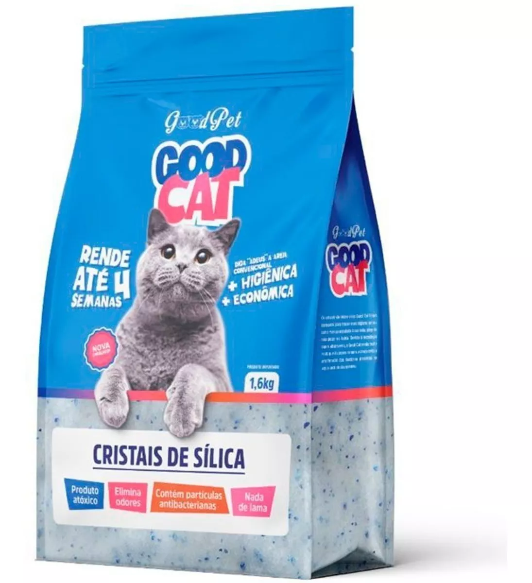 Areia Sílica Sanitária Grossa Cristal Em Gel 1,6 Kg Good Cat