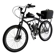 Bike Motorizada 80cc Coroa52 Tanque Plástico Super Reforçado Cor Preto Tamanho Do Quadro 19