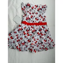 Vestido Disney Minnie Mouse Swiss Dot Vermelho Preto Branco 