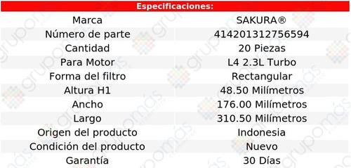 Caja De 20 Filtros De Aire Sakura 6 L4 2.3l Mazda 06/07 Foto 2