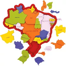 Quebra Cabeças De Madeira Mapa Do Brasil Newart
